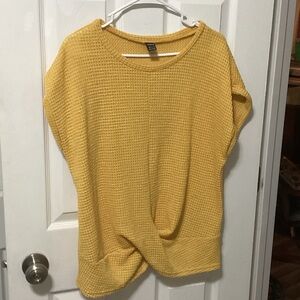 NEW Yellow Waffle Knit Top